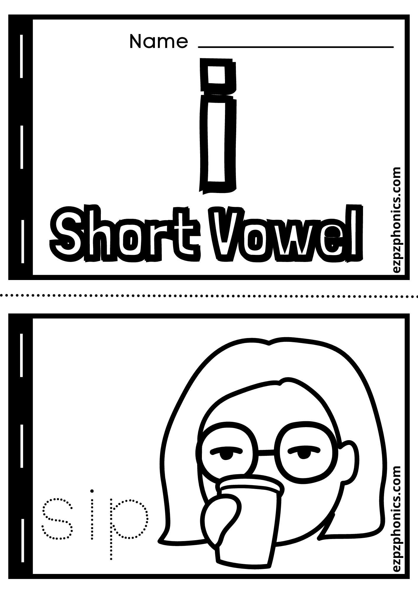 Coloring books short vowel i ezpzphonics